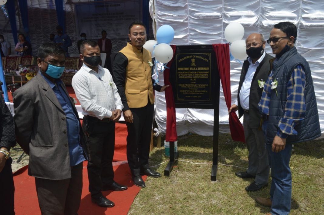 Deputy CM lays foundation stones for Poultry Farm at Mawryngkneng and upgradation of existing Stockman Centre to Veterinary Dispensary at Sohryngkham