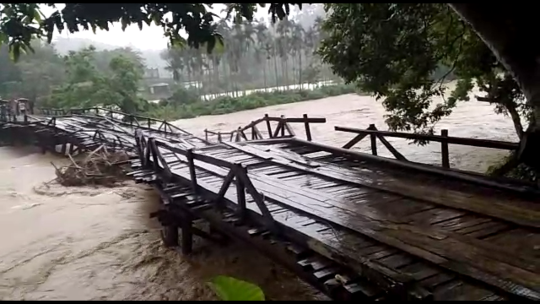 Families evacuated, over 25 villages lose connectivity after bridges get washed-away in South Garo Hills