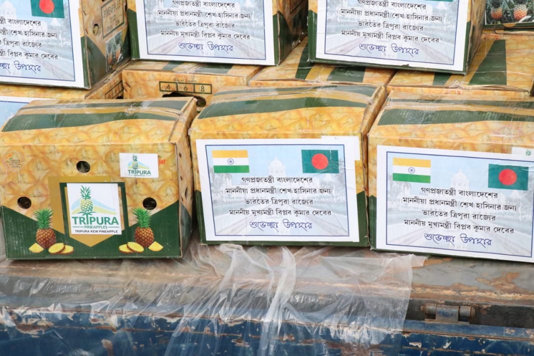 Tripura sends 'Kew' Pineapples to Seikh Hasina as return gift to ‘Mango diplomacy’