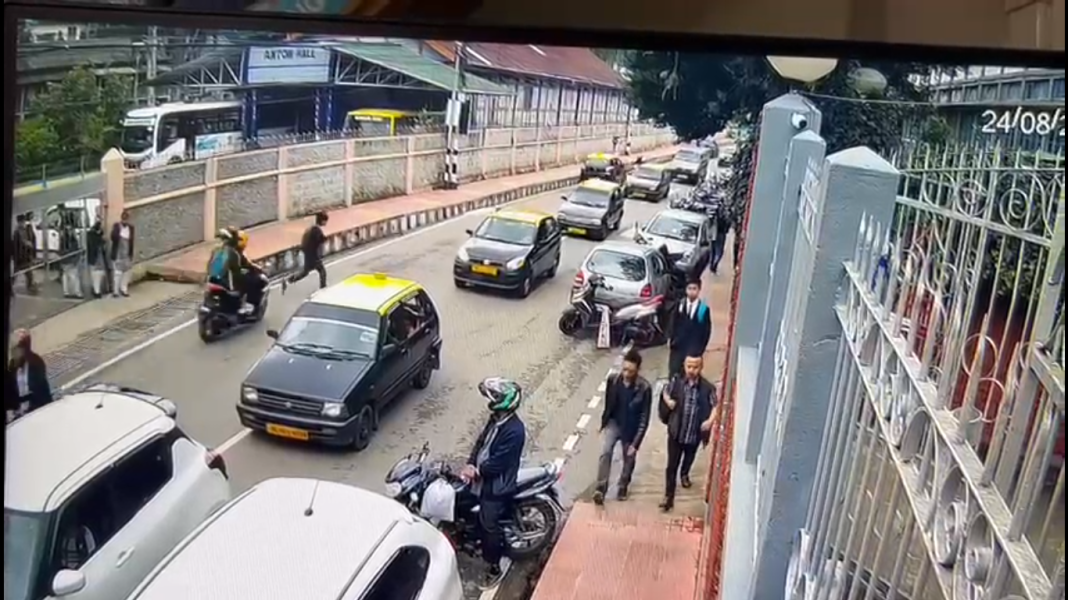 On Cam! Speeding two-wheeler hits school students crossing road in Shillong