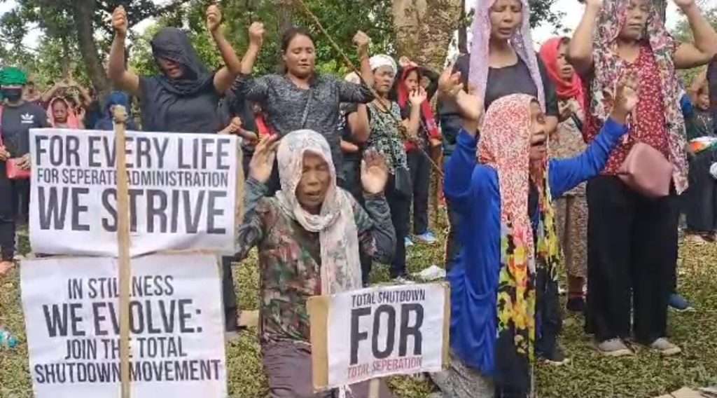 Manipur: Kuki-Zo women stage protest at Kangpokpi against Amit Shah's remak in parliament 