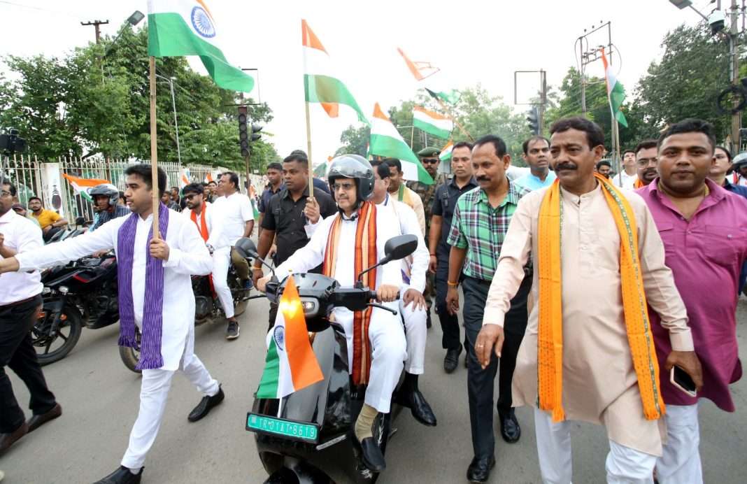 Tripura CM leads bike rally in support of Har Ghar Tiranga program