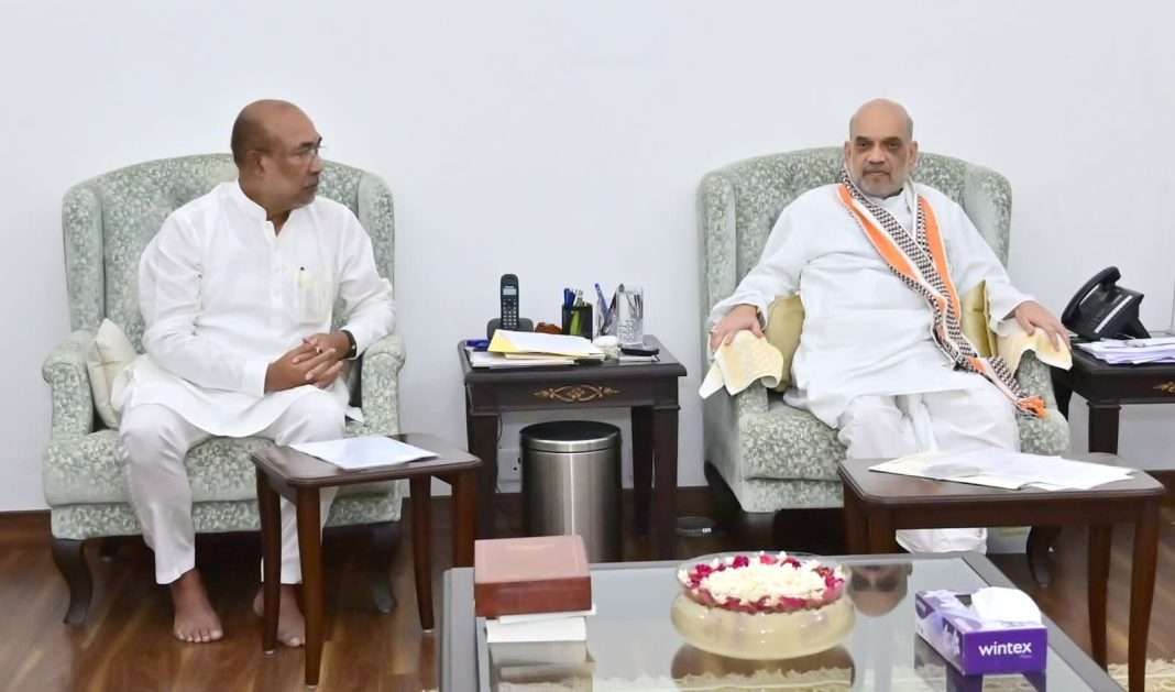 Manipur CM meets Amit Shah leads in Delhi, discusses State’s situation