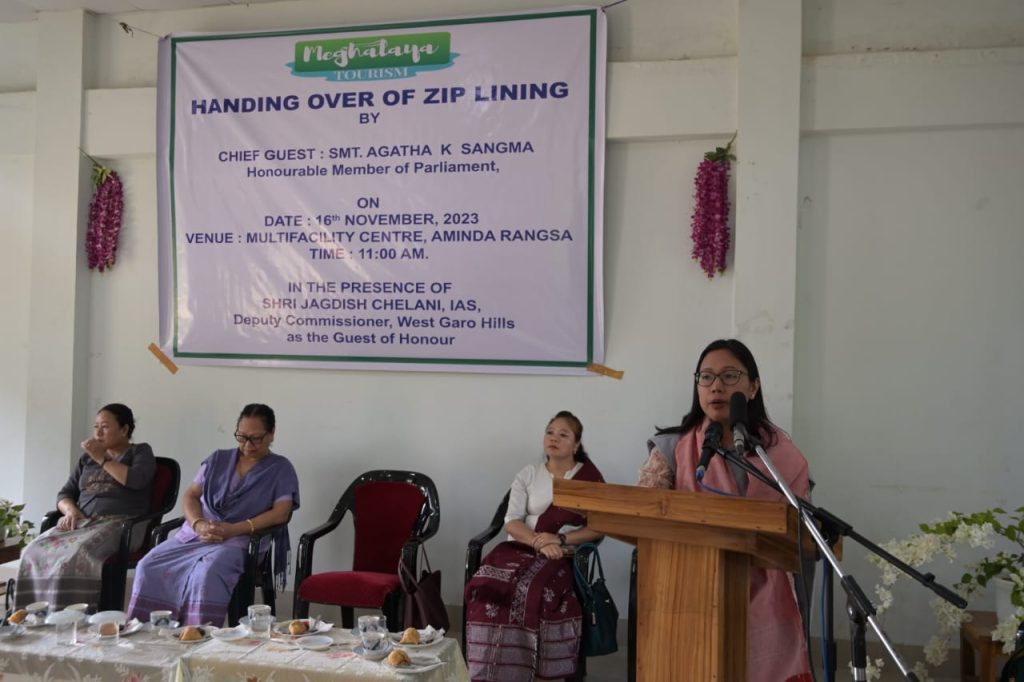 In Pics: MP Agatha Sangma inaugurates 1st Zip-lining in Garo Hills at Aminda Rangsa Village in WGH