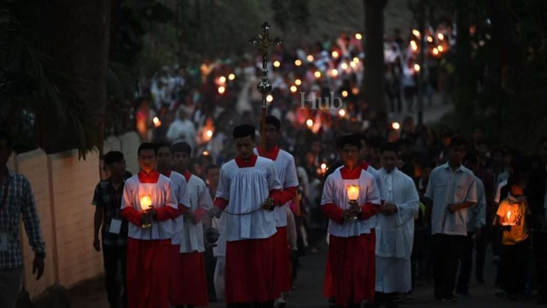 Pics | Marian procession travels from Sacred Heart Shrine to Don Bosco School field in Tura