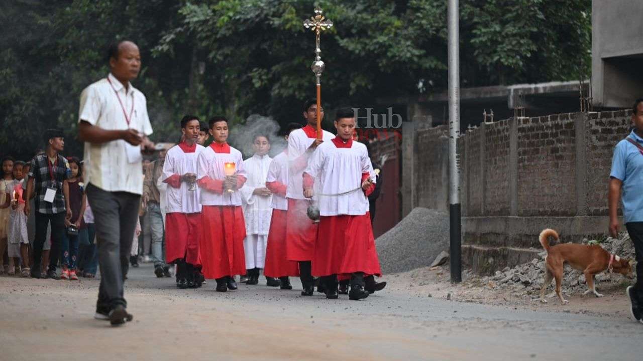 Pics | Marian procession travels from Sacred Heart Shrine to Don Bosco School field in Tura