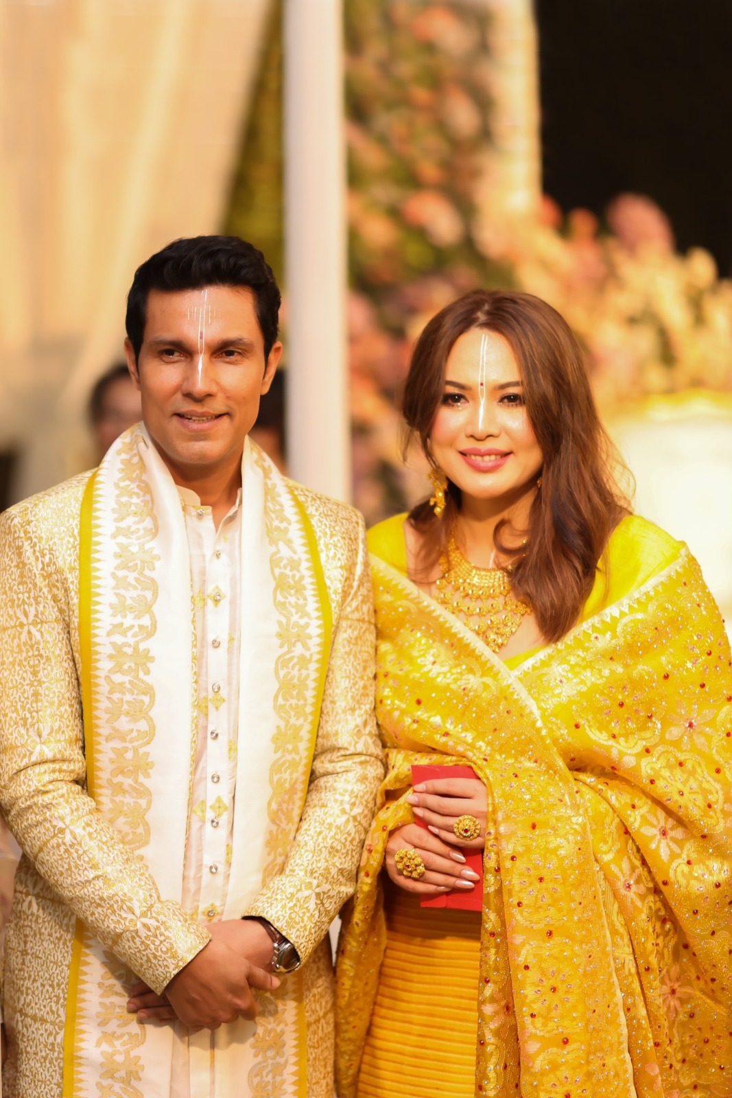'From 'I' to 'We' in a happily ever after': Randeep Hooda, Lin Laishram glow in ethnic golden outfits