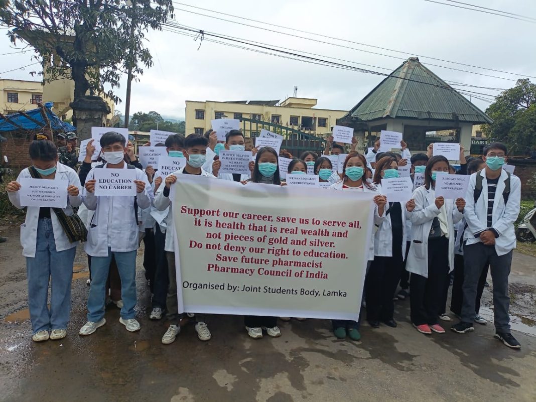 Manipur: Displaced medical students stage protest demanding online classes