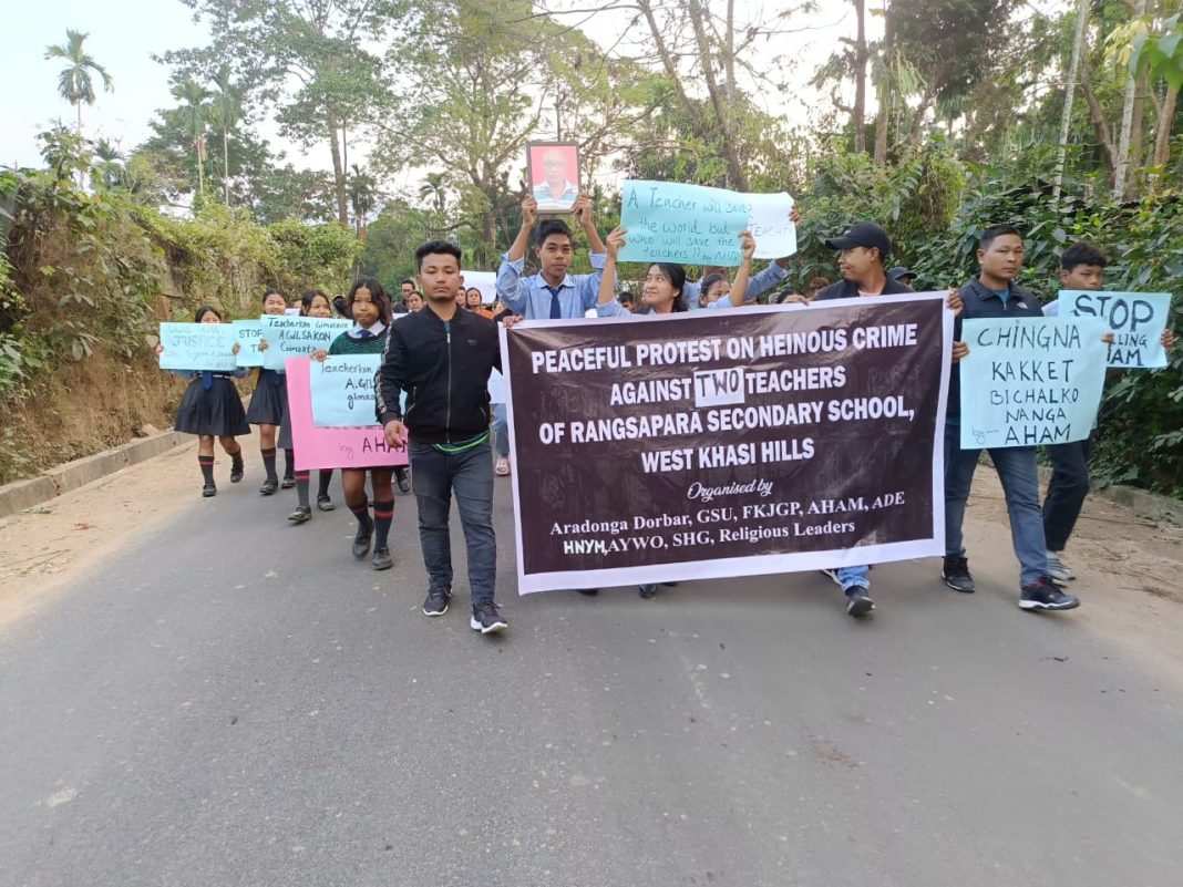 Garo bodies demand arrest of culprits behind brutal attack on teachers near Langpih, hold candlelight vigil