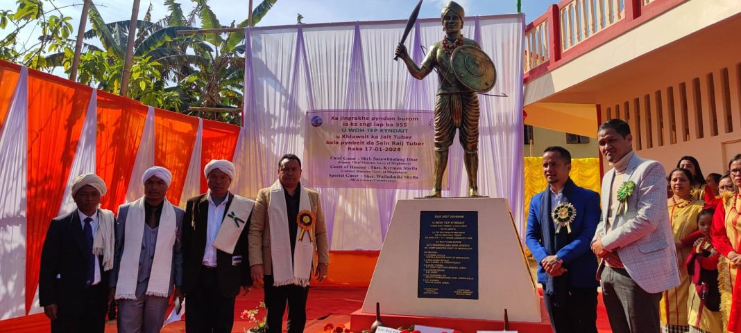 Deputy CM unveils Woh Tep Kyndait's statue in EJH, emphasis on road connection to Khloo Blai