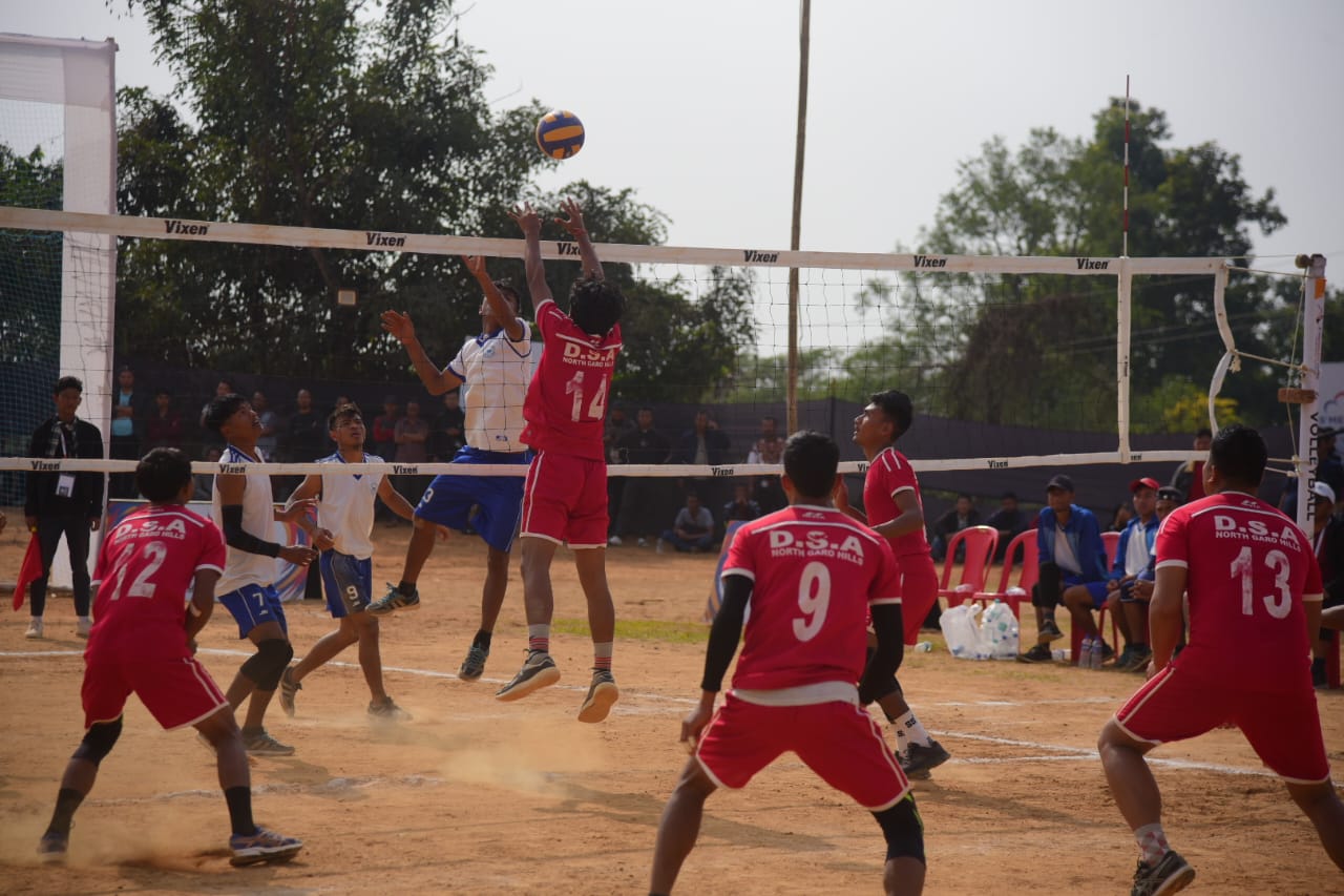 IN PICS | Players in action in the semi-finals of volleyball in the 5th Meghalaya Games on Friday