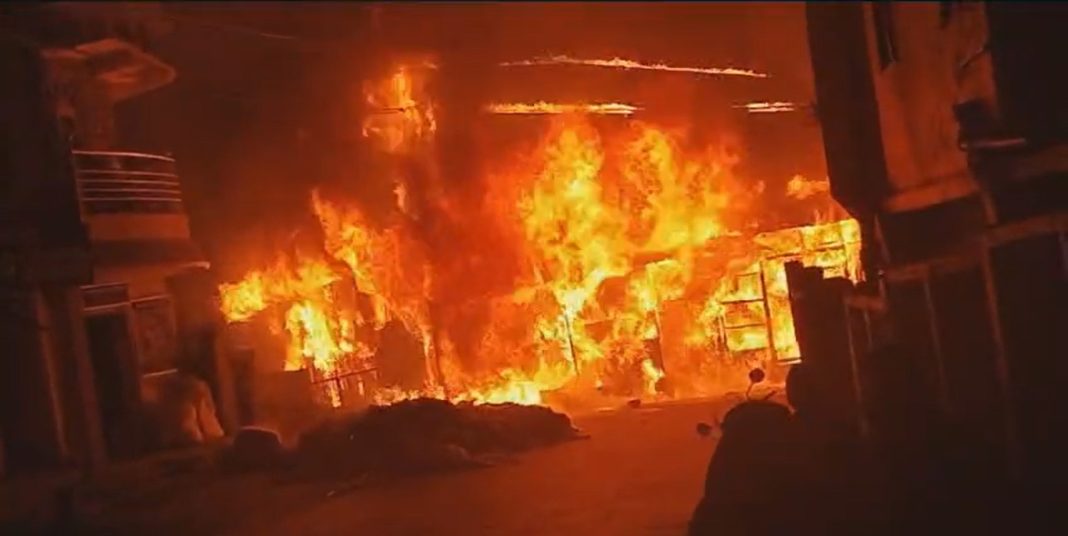 Blaze engulf shops near SBI ATM in Happy Valley; emergency services on scene