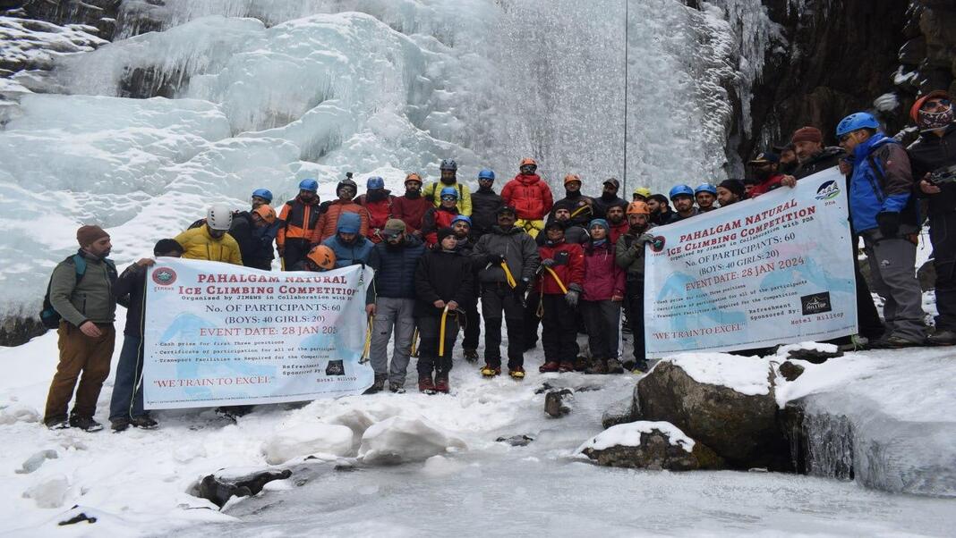 Pahalgam hosts ice wall climbing competition; Zeeshan Mushtaq emerges as winner