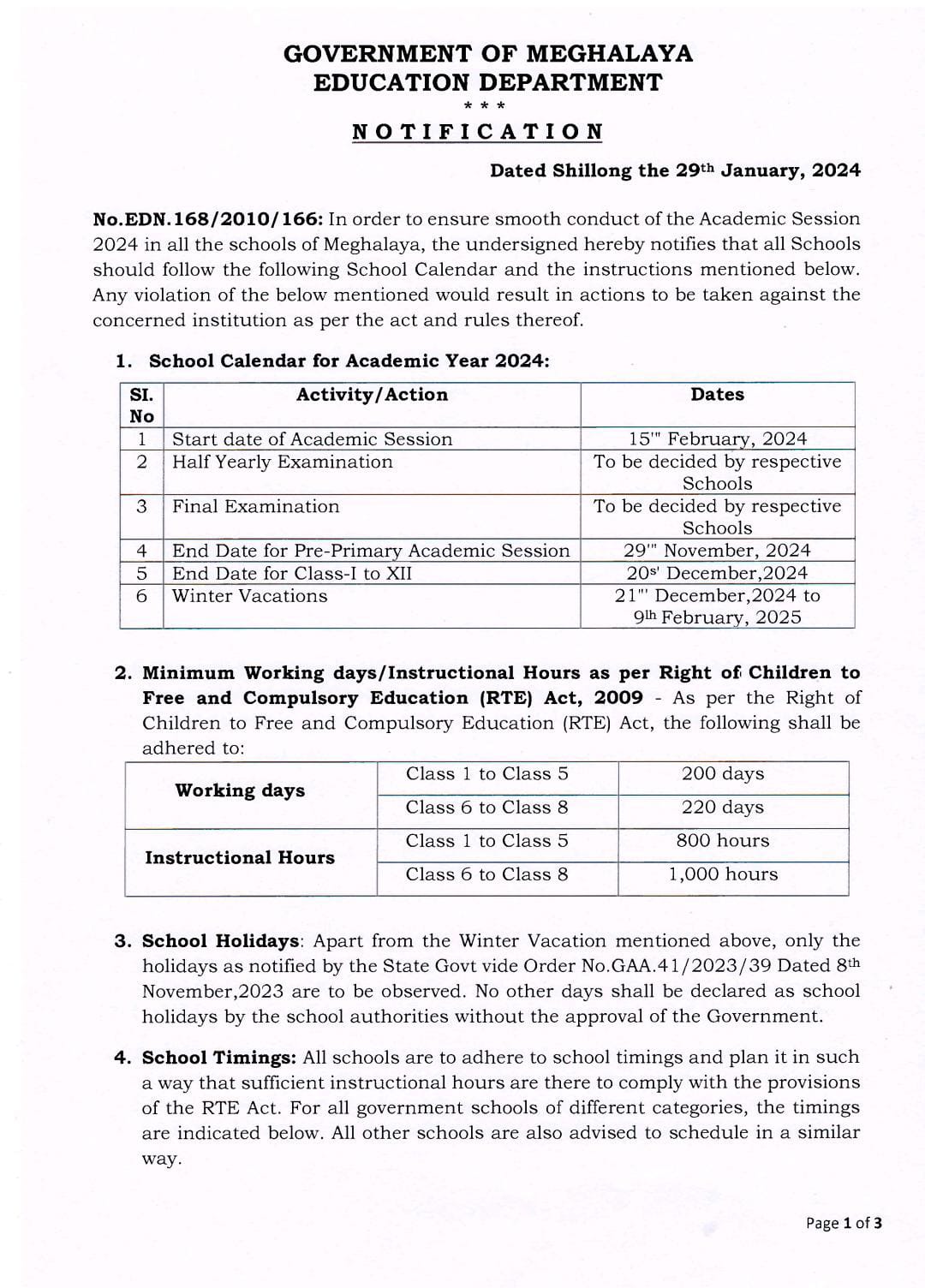 Meghalaya Govt sets Feb 15 start for 2024 academic year, warns action for non-compliance