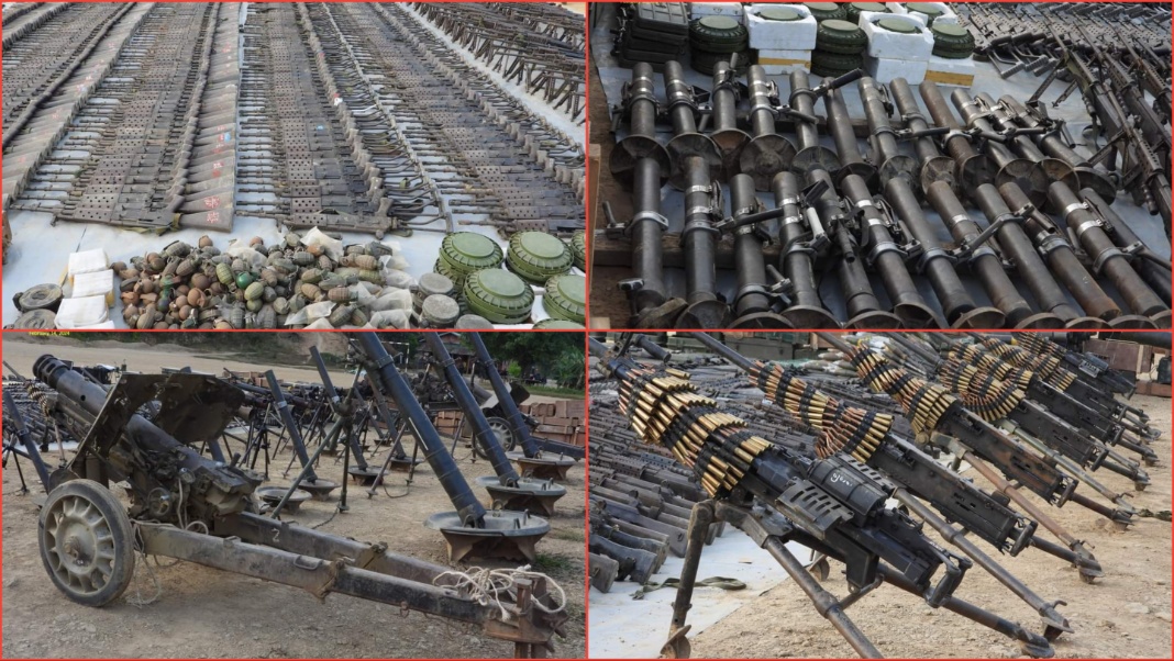 Myanmar’s Arakan Army shows off military weapons seized from junta bases in Kyauktaw