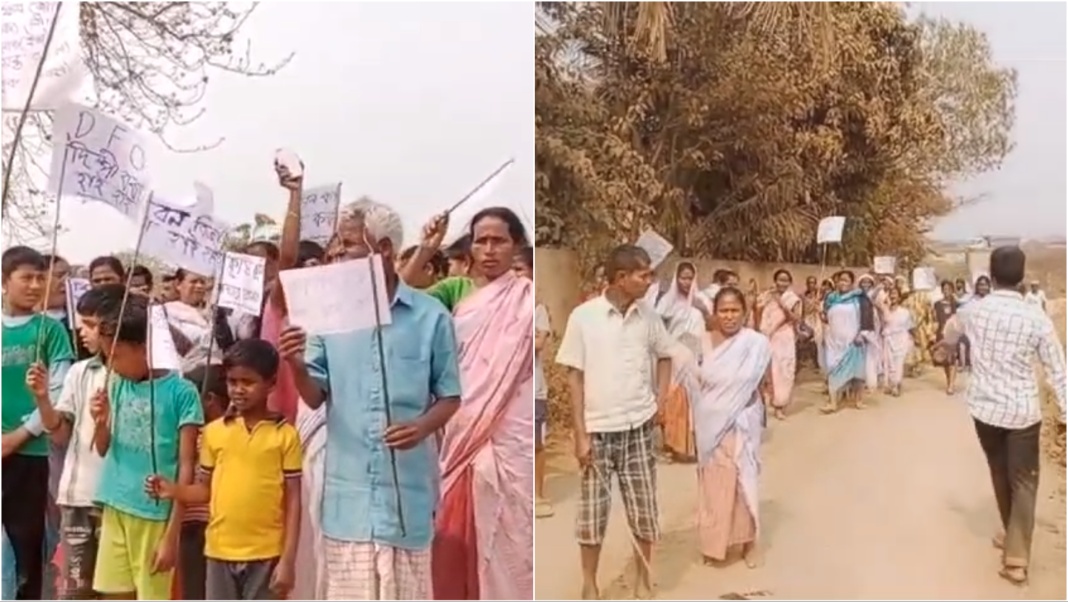 Protest against illegal land excavation in Palashbari, Assam