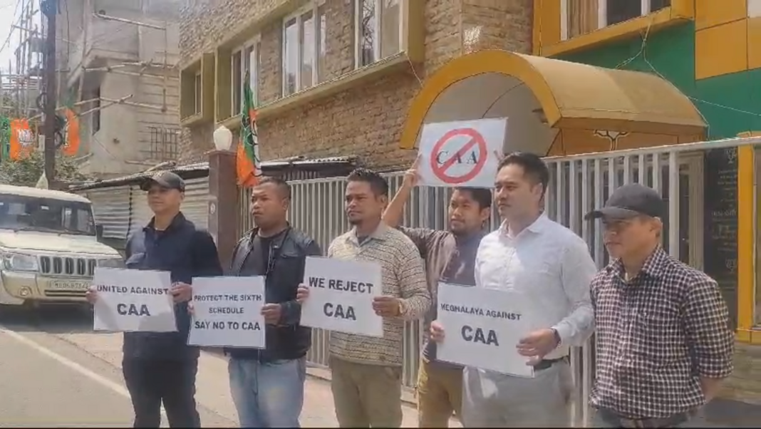 Watch | Congress protests against CAA in front of BJP office in Shillong