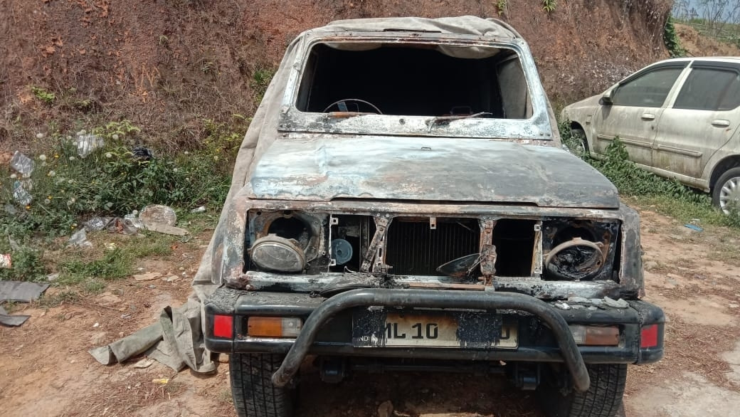 Miscreants Torch Vehicle at Jowai Police Station