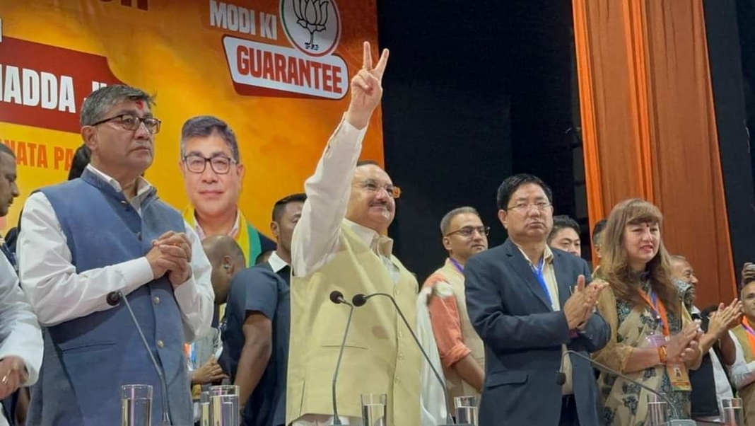 BJP President JP Nadda urges Sikkim people to embrace mainstream politics, unveils manifesto 