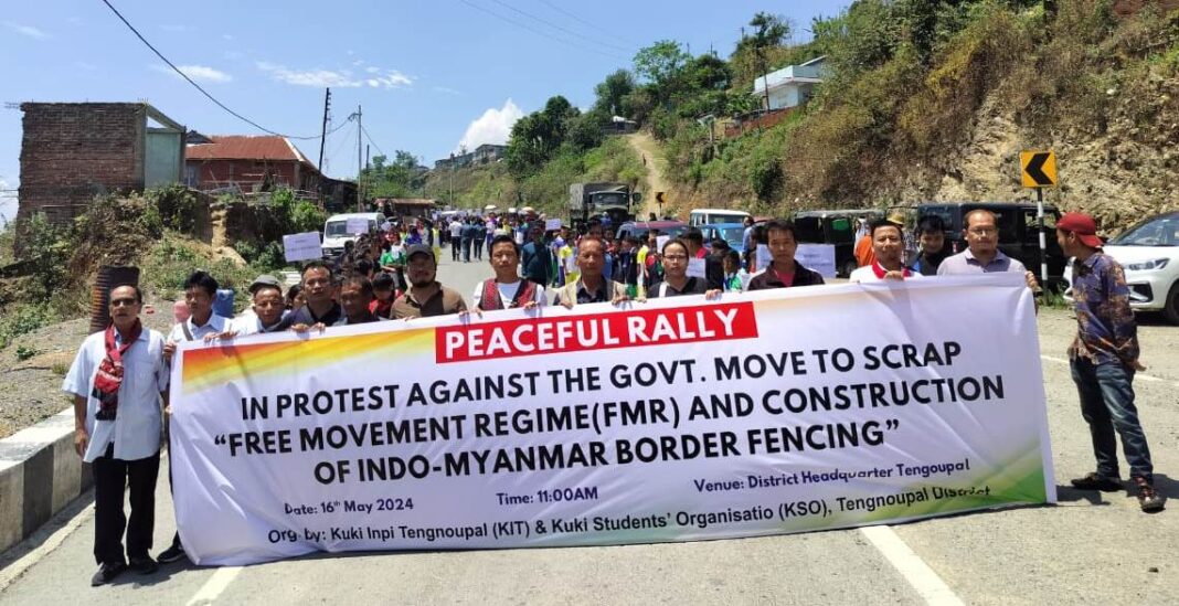 Manipur: KIT-KSO staged massive rally in protest against FMR in Tengnoupal