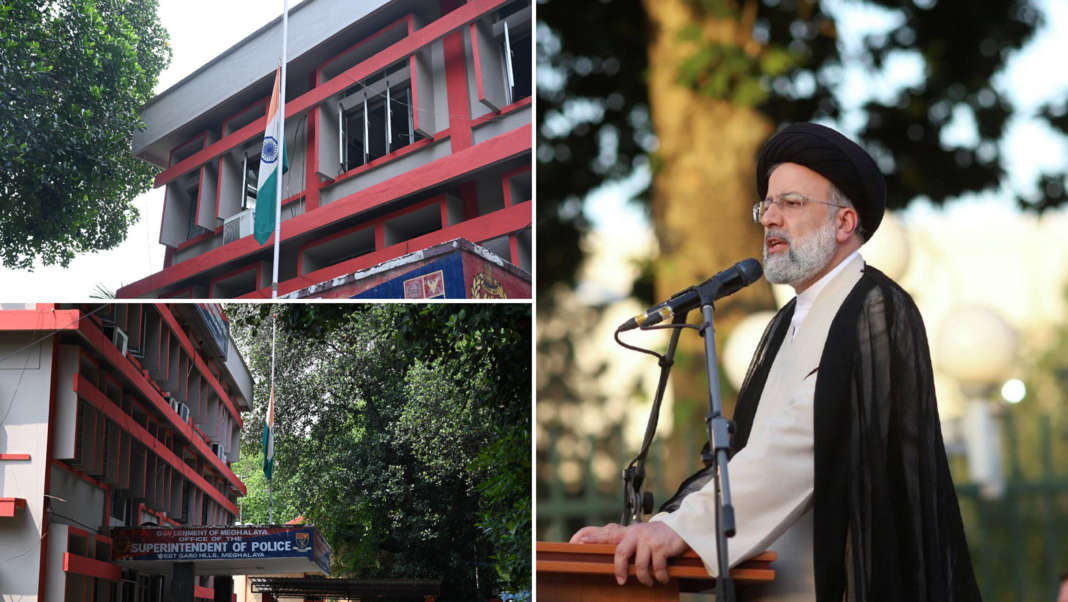 Offices in Tura keep Tri-color hoisted at half mast to mark the demise of Iranian President