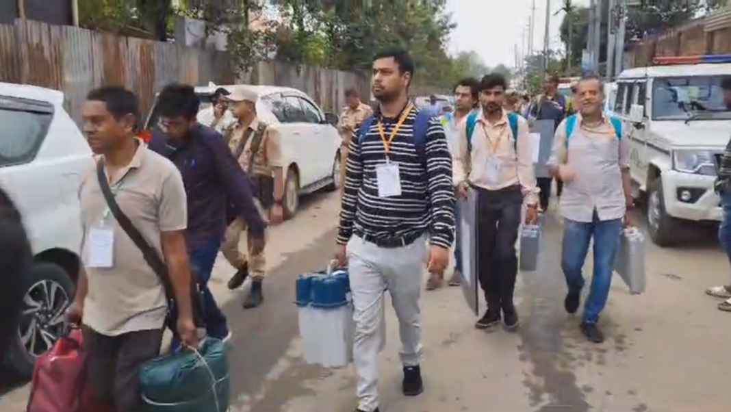 Presiding and Polling Officers are en route to polling stations for third phase of Lok Sabha elections