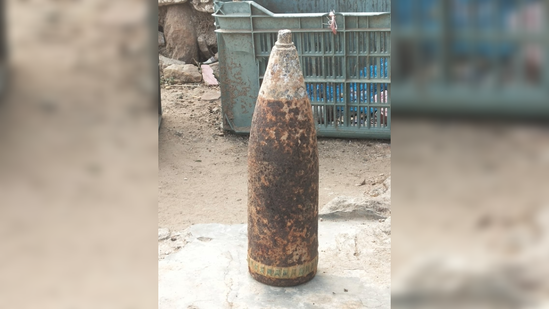 Unexploded military tank artillery shell found at Mawlynrei Nongrum