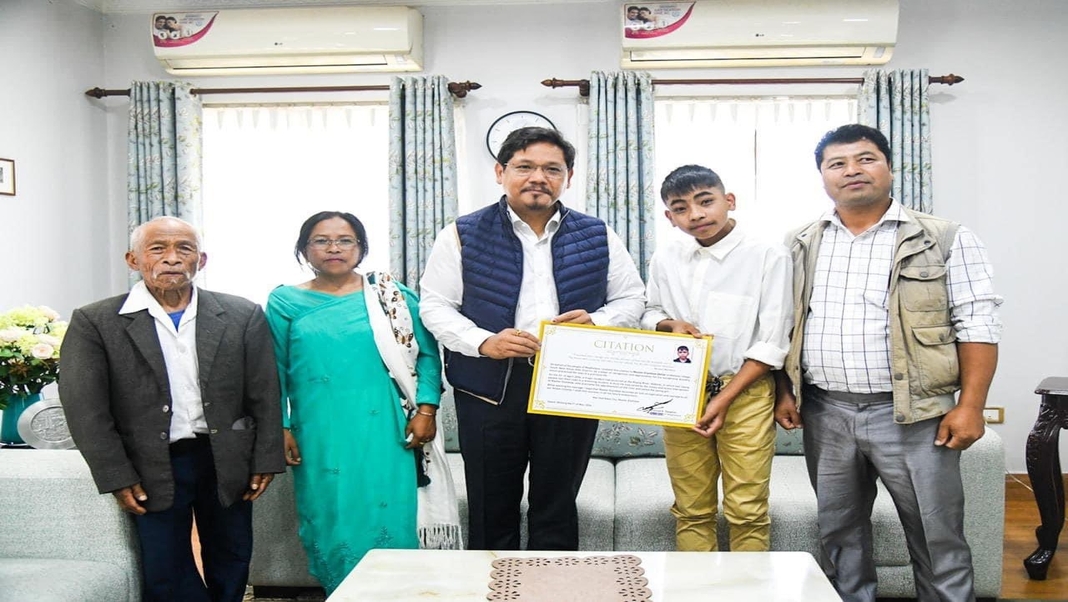 CM Conrad honors brave young boy for rescuing drowning girl at Rilang River in West Khasi Hills