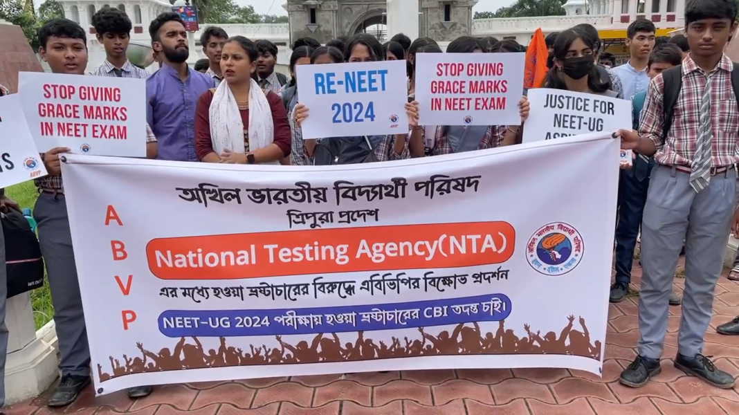 Tripura: ABVP stages protest against NEET 2024 results amid allegations of irregularities, demands CBI probe