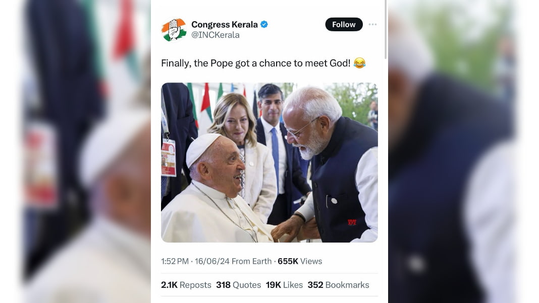 Congress removes remarks on Modi-Pope Francis meet after widespread criticism