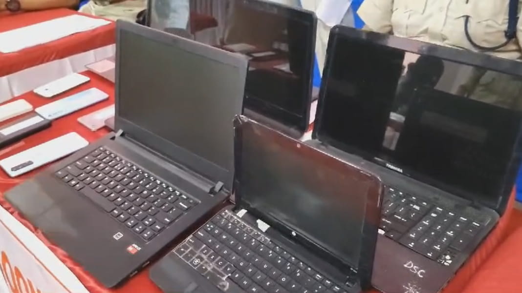 Guwahati Police displays recovered stolen Mobiles, Laptops for owners to claim