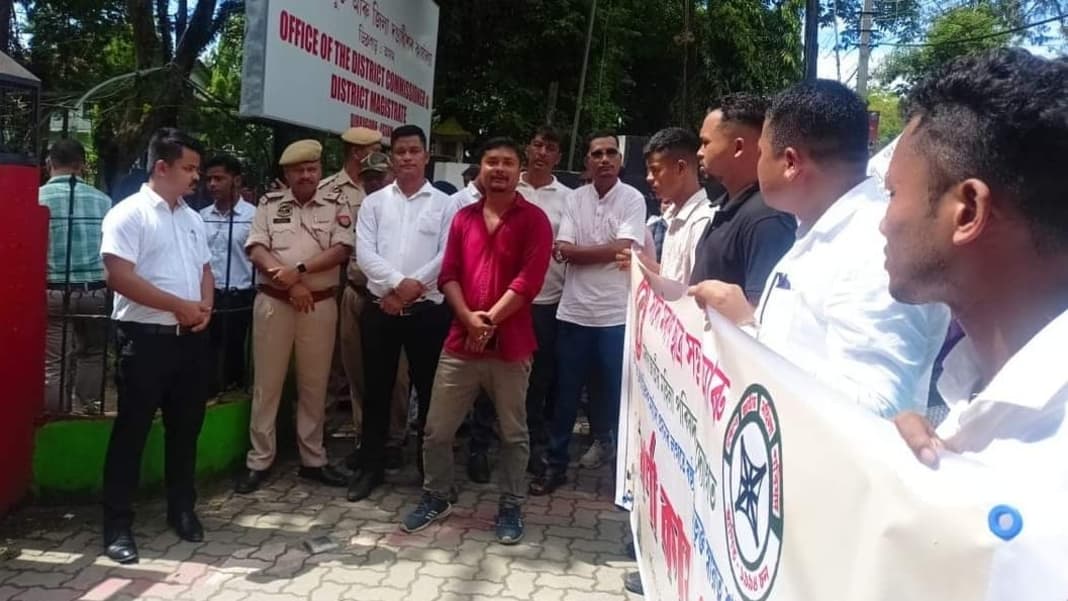 Moran community stage protest in Dibrugarh over ST status