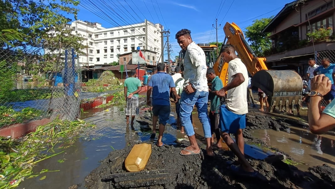 Crisis on NH-37: Blocked Drain Causes Chaos in Dibrugarh Town