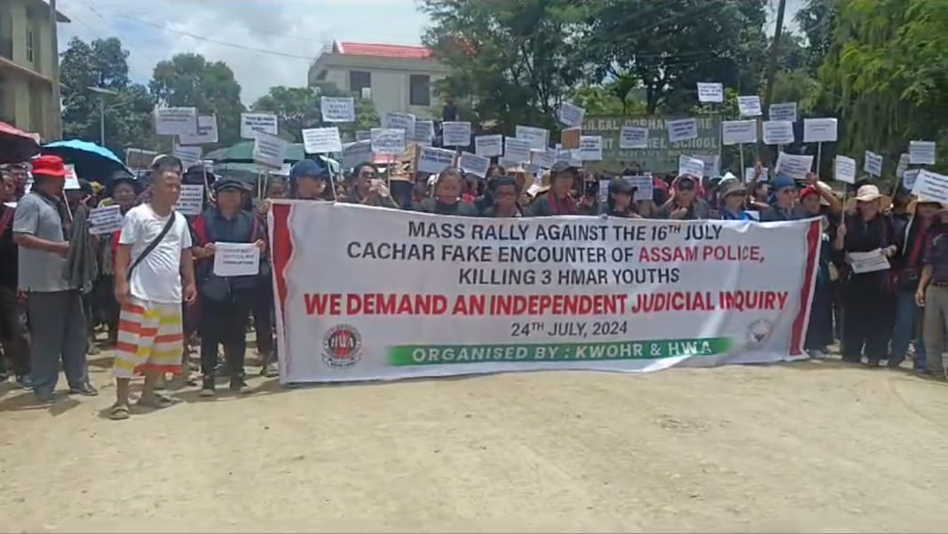 Manipur women hit the streets seeking justice for Hmar youths killed in Assam encounter