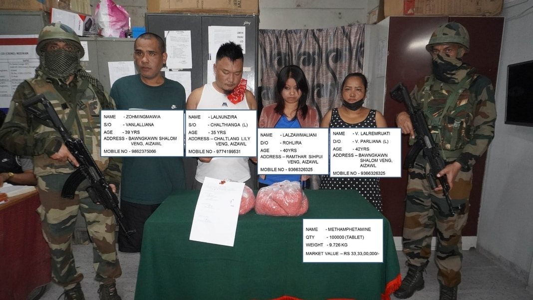 One lakh meth tablets worth over Rs. 33 lakhs seized in Aizawl