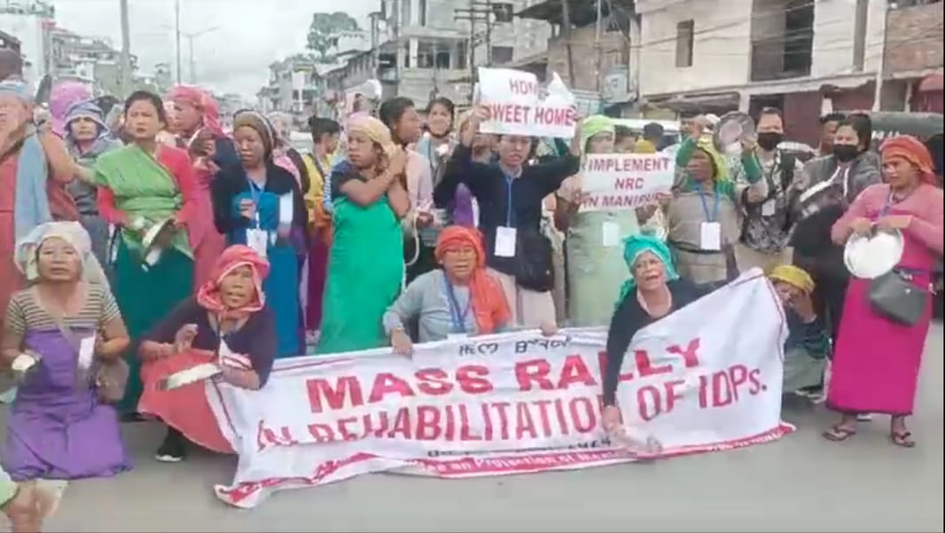 Displaced people of Manipur rally for resettlement, face police tear gas in Imphal