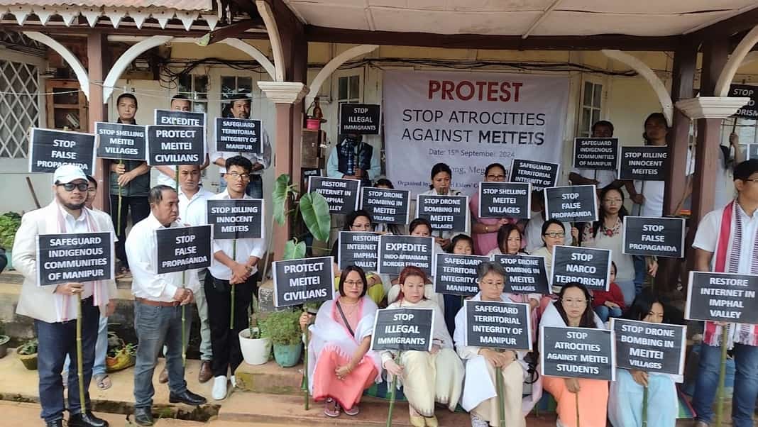 Meitei community in Shillong raises voice against use of weaponized drones in Manipur