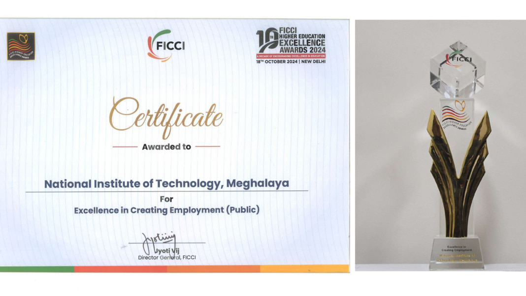 NIT Meghalaya wins 10th Higher Education Excellence Award for employment creation