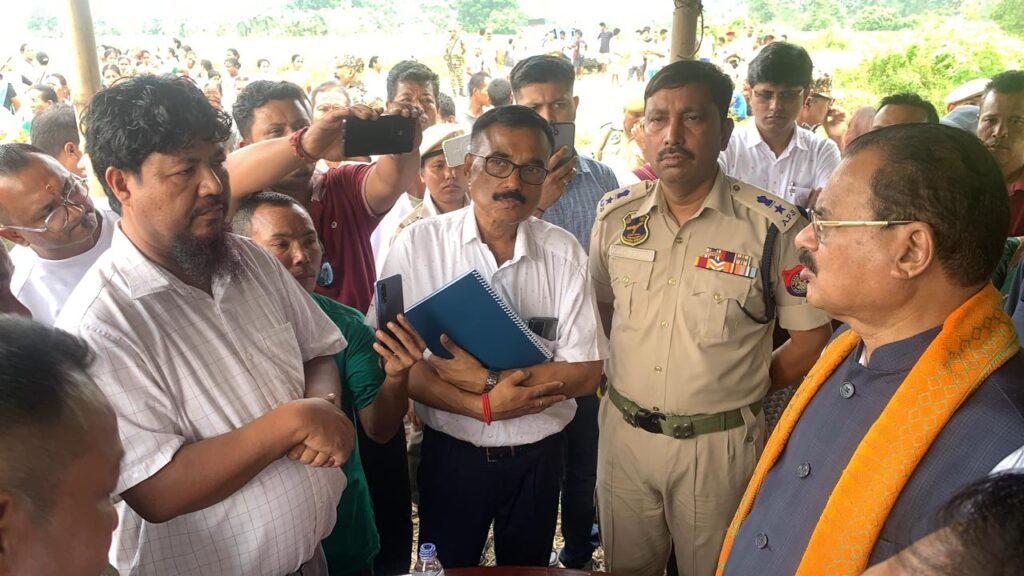 Assam Forest Minister Chandra Mohan Patowary visits sand gravel mining site at Boko