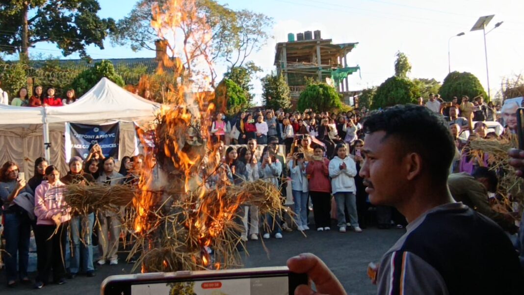 NEHU crisis deepens: Students burn effigies of VC, Registrar; to continue protest until demands met