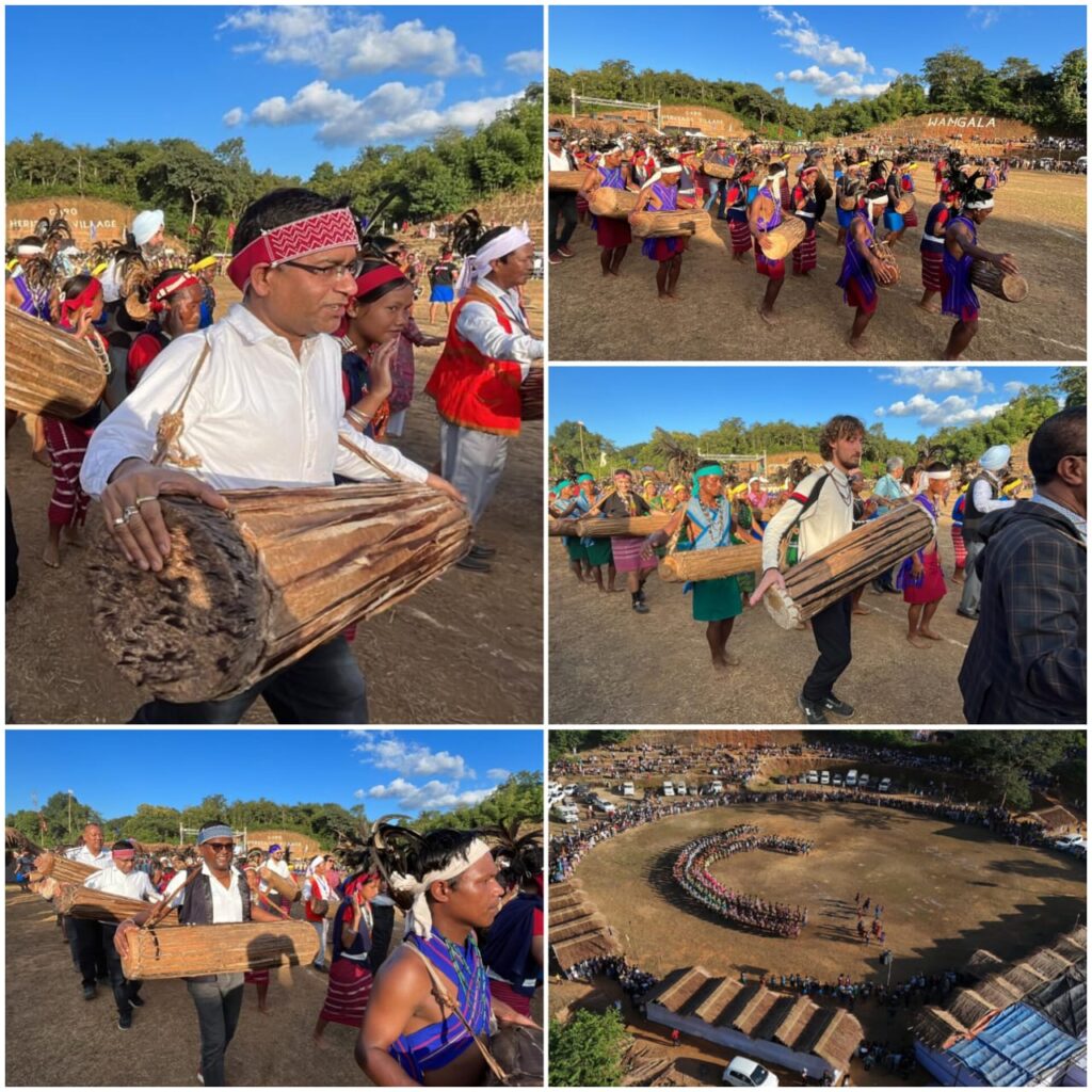 The 48th edition of the 100 Drums Wangala Festival, the biggest and most colourful festival of the Garo Tribe, came to a grand conclusion after reaching an electrifying crescendo with the rhythmic beats of 100 drums reverberating through the Chibragre Hills on Saturday.