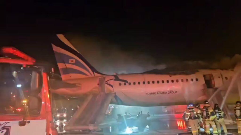 A fire erupted in the tail section of an Air Busan (BX) Airbus A321 at Gimhae International Airport in Busan, South Korea on Tuesday night.