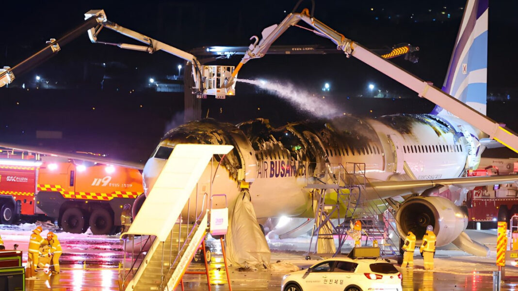 A fire erupted in the tail section of an Air Busan (BX) Airbus A321 at Gimhae International Airport in Busan, South Korea on Tuesday night.