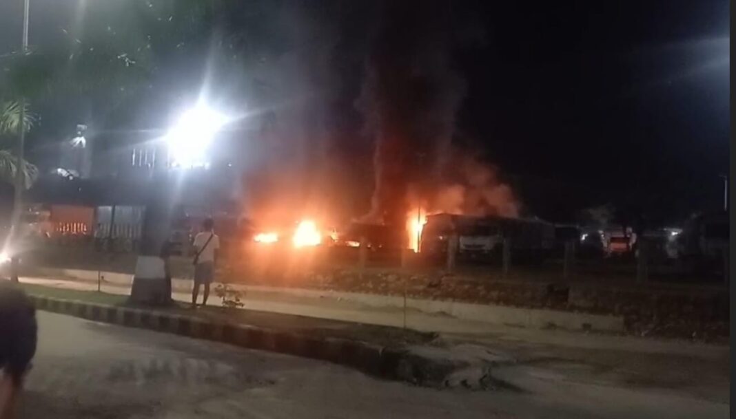 Star Cement trucks set ablaze by angry mob in East Jaintia Hills