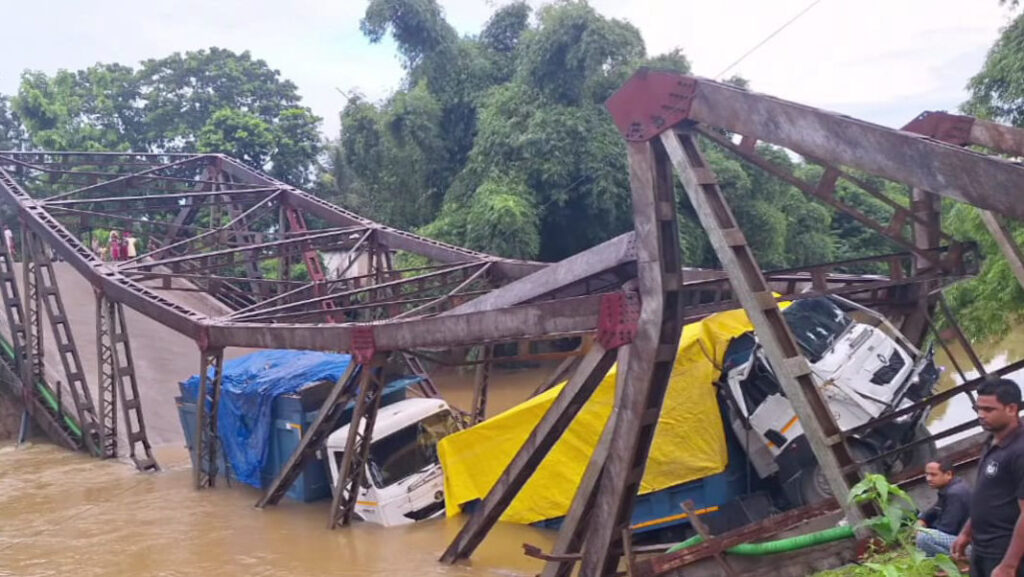 New bridge on Silchar-Kalain road collapses after overloaded trucks violate weight limit