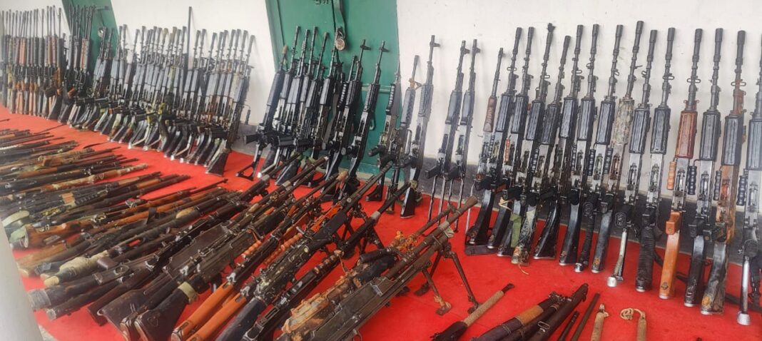 Security forces recover a massive cache of arms in Manipur Valley districts