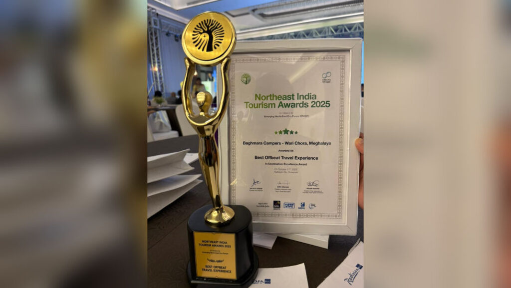 Mark Pantora M. Sangma receives ‘Best Offbeat Travel Experience Award’ at Northeast India Tourism Awards 2025