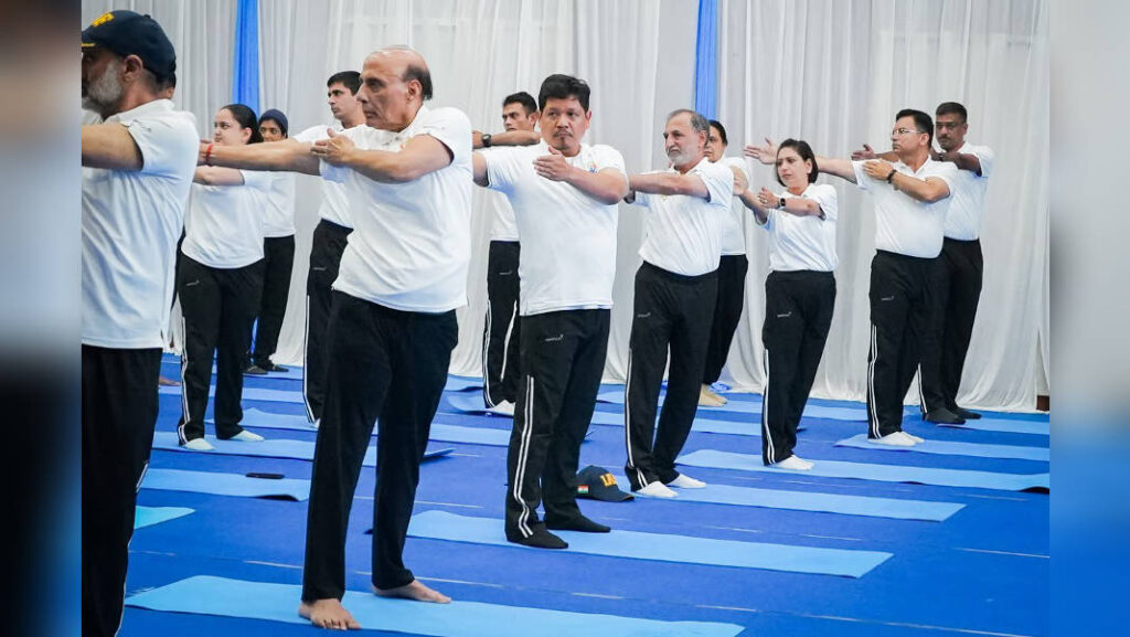 Rajnath Singh, Conrad Sangma join Yoga Day event in Shillong