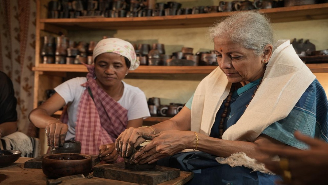 Sitharaman tries her hand at Meghalaya's GI-tagged black pottery, showcases state's cultural wealth
