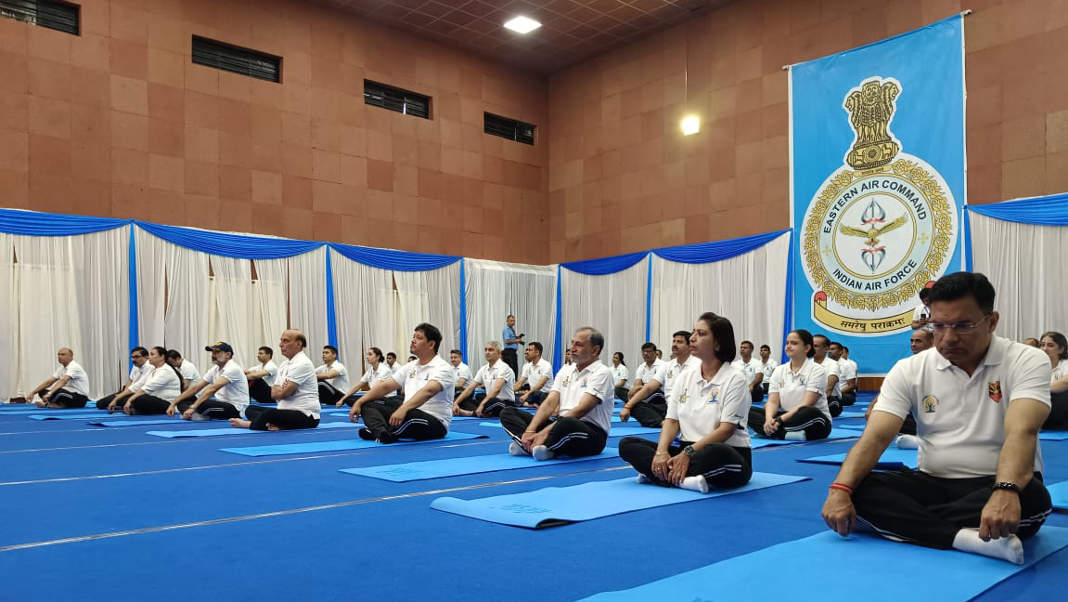 Rajnath Singh, Conrad Sangma join Yoga Day event in Shillong